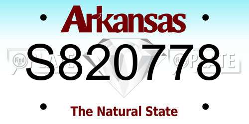 S820778 Arkansas License Plate