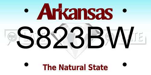S823BW Arkansas License Plate