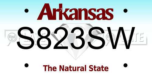 S823SW Arkansas License Plate