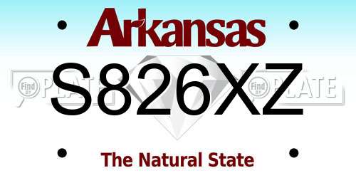 S826XZ Arkansas License Plate