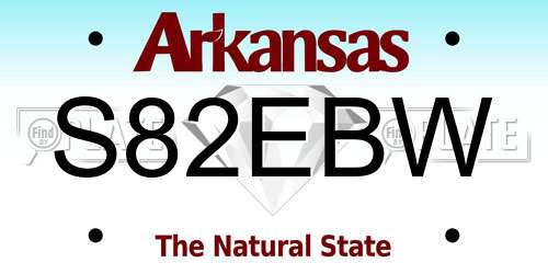 S82EBW Arkansas License Plate