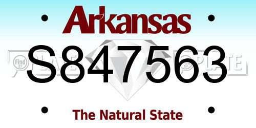 S847563 Arkansas License Plate