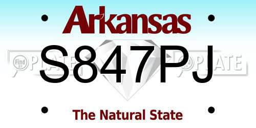 S847PJ Arkansas License Plate