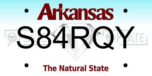 S84RQY Arkansas License Plate