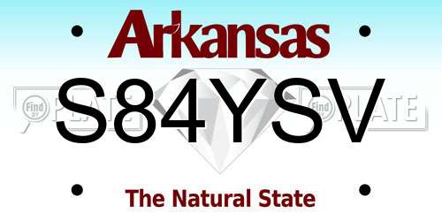 S84YSV Arkansas License Plate