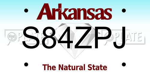 S84ZPJ Arkansas License Plate