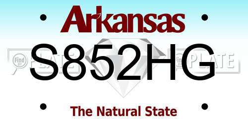 S852HG Arkansas License Plate