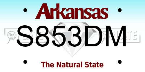 S853DM Arkansas License Plate