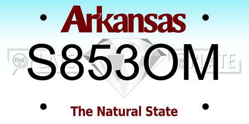 S853OM Arkansas License Plate