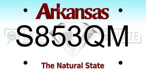 S853QM Arkansas License Plate