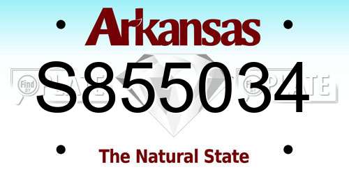 S855034 Arkansas License Plate