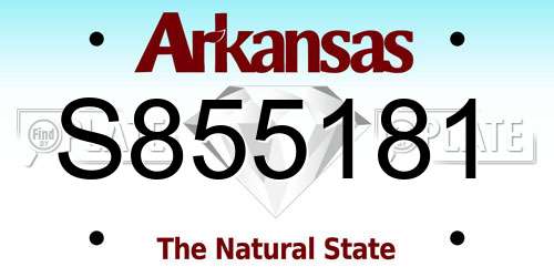S855181 Arkansas License Plate