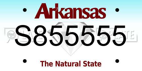 S855555 Arkansas License Plate