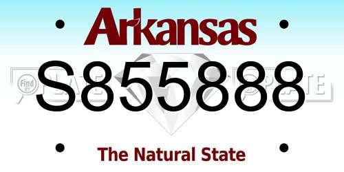 S855888 Arkansas License Plate
