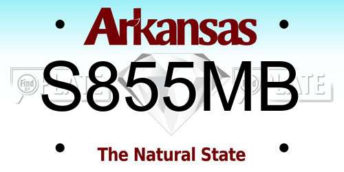 S855MB Arkansas License Plate