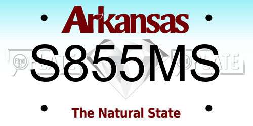S855MS Arkansas License Plate