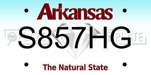 S857HG Arkansas License Plate