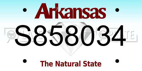 S858034 Arkansas License Plate
