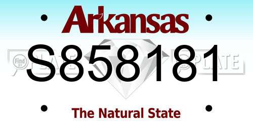 S858181 Arkansas License Plate