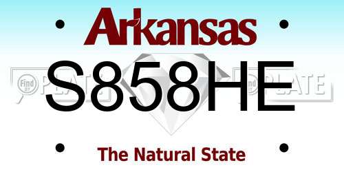 S858HE Arkansas License Plate