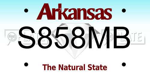 S858MB Arkansas License Plate