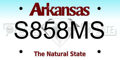 S858MS Arkansas License Plate