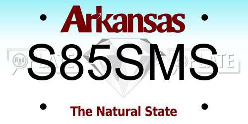 S85SMS Arkansas License Plate