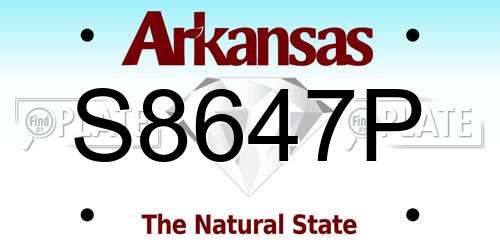S8647P Arkansas License Plate