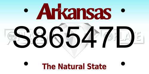 S86547D Arkansas License Plate