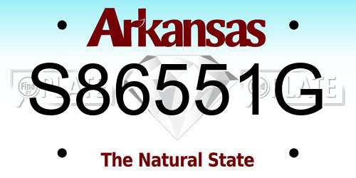 S86551G Arkansas License Plate