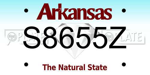 S8655Z Arkansas License Plate