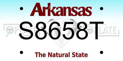 S8658T Arkansas License Plate
