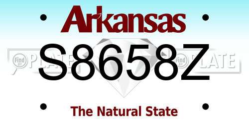 S8658Z Arkansas License Plate