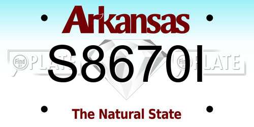 S8670I Arkansas License Plate