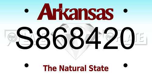 S868420 Arkansas License Plate