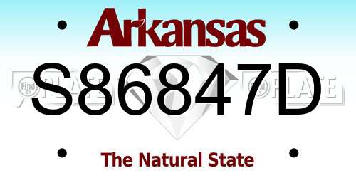 S86847D Arkansas License Plate