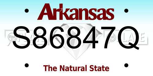 S86847Q Arkansas License Plate