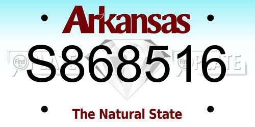 S868516 Arkansas License Plate