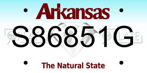 S86851G Arkansas License Plate