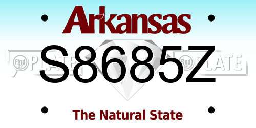 S8685Z Arkansas License Plate