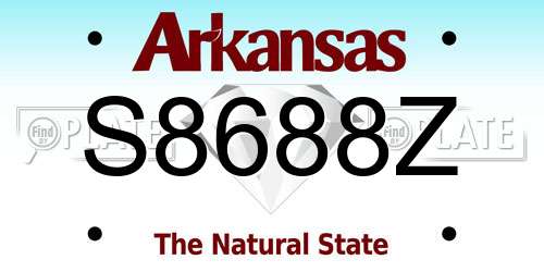 S8688Z Arkansas License Plate
