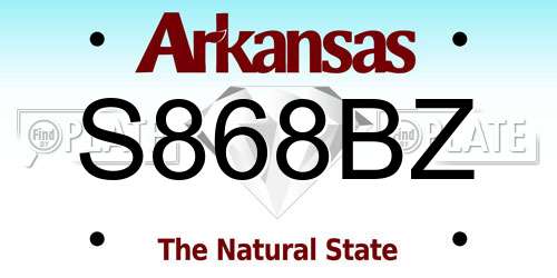 S868BZ Arkansas License Plate