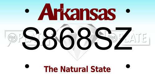 S868SZ Arkansas License Plate