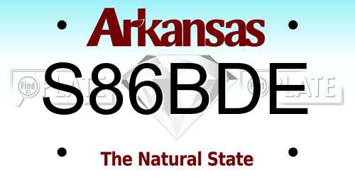 S86BDE Arkansas License Plate