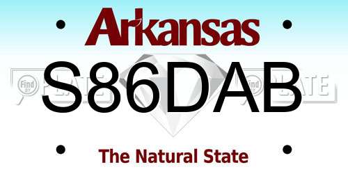 S86DAB Arkansas License Plate