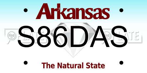S86DAS Arkansas License Plate