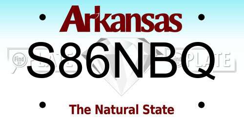 S86NBQ Arkansas License Plate
