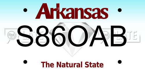 S86OAB Arkansas License Plate