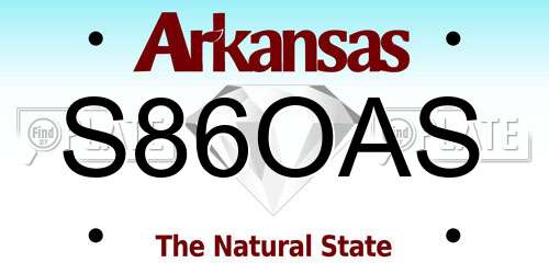 S86OAS Arkansas License Plate