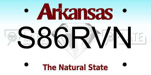 S86RVN Arkansas License Plate